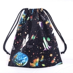 持ち手選べるお着替え袋☆体操服☆ナップサック☆巾着袋☆大人用スリッパ袋☆宇宙☆ロケット☆星☆ブラック