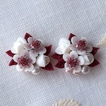 《082》樹脂粘土パーツ　白梅と薔薇のブーケ　ハンドメイド