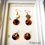 べっ甲調●double circle pierce/earring