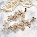 ジャスミンの花パール小枝ブライダル　イヤリング/ピアス