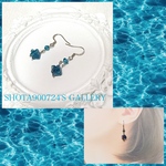 スターダイスフローライトの耳飾り　濃ブルーグリーン　#フローライト　#minne_new 