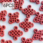 【大人気】 6個 中国結び コネクター/赤【14㎜×15㎜】(taimetalP-193） アジアン 中華 チャイナ 和風 リボン 紐 組紐 和 中国