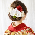 《再販》胡蝶蘭ヘッドパーツ 髪飾り ヘアアクセサリー 和装 成人式 水引き 赤 緑 前撮り ドライフラワー 結婚式 色打掛