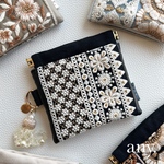 new🌿インド刺繍リボン♡華やかバネ口ポーチ①✨裏側ポケット！　3,600円