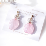【数量限定】　桜　さくら　和　ドライフラワー　本物の桜　ピアス／イヤリング　ふんわり　ピンク　入学　卒業　チェコビーズ　お花見　春　花　flower