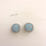 【再****販】まぁるいお花の刺繍イヤリング
