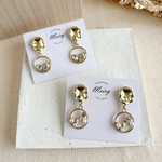 【新作限定割引】 New‼︎ ドロップゴールド×パールorビジュー ピアス / イヤリング / チタンピアス / 樹脂ピアス / シンプル