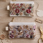 花柄インド刺繍リボン　ポーチ　コインケース