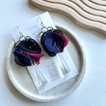 💙🖤❤️3色シフォンフラワーピアス