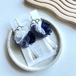 🤍🩶💙3色シフォンフラワーピアス