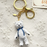 モールベア miniaturebare キーホルダー 約5.5cm淡いブルーカラー ネイビーリボン