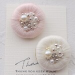 祝花 小さな丸刺繍ブローチ 2点セット 