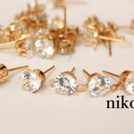 キラキラストーンのカン付ピアス♡ゴールド 10個