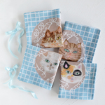new ! ハンカチ・スカーフ / sweet cats 02（チェックブルー） / ギフトにも