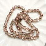 《30ヶ》6×4mm ／ ローズブラウン 　ガラスビーズ　ニュアンス　ボタンカット　メッキ　多面カット