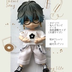 オビツ11/ねんどろいどどーる調整パーツ使用　（共通サイズ）服　Tシャツと紐付きワイドパンツ　白色２点セット　no.28