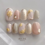 ミモザネイル / No.40 / 春ネイル / お花ネイル / 押し花ネイル / ドライフラワーネイル / ネイルチップ