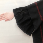 【程よい透け感】 ◆着物専用つけ袖　ラッセルレース 　フレアタイプ　ブラック 黒