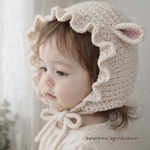 ひつじフリルボンネット 🐑｜新生児〜5歳　XXS〜L サイズ展開　ベビー・キッズ用　かぎ針編み　ベビーボンネット　ふりふり