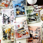 "B9"お寺　中華　風情　和　桜　シール　背景シール　装飾　手帳素材　ステッカー　コラージュ