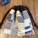 巾着袋(小)20×20cm【車柄】★ KU.44454647  男の子 くるま ｜通園通学用のかわいい巾着袋や入園オーダーHoshizora☆ほしぞら
