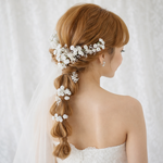かすみ草　ヘッドドレス　ホワイト　ブライダル　ウエディング　結婚式　ヘアアクセサリー　ブライダルアクセサリー　ヘアドレス　髪飾り　造花　前撮り　フォトウエディング　ウエディングドレス 