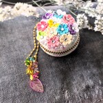❁パステルFマカロンポーチ大人かわいいつまみ細工アクセサリー❁ちりめん＆リバティタナローンアクセサリーケース・コインケース・小物収納◇送料込み◇