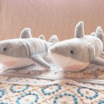 【オーダー作品】S 様用　ホオジロザメふかふかぬいぐるみ　50cm ２体　キーホルダーサメ１体