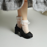 1/12サイズ【21㎝ドール】【ヒール】Frill♡シアーソックス（ホワイト×ブラック）