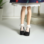 1/6サイズ【ヒール】Frill♡シアーソックス（ホワイト×ブラック）