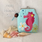幸せのタツノオトシゴのスマホ・シガー☆ハワイアンキルト☆がま口ポーチ⑫