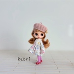 プチブライス　スクエアカラーワンピース3点セット　ハンドメイド　服