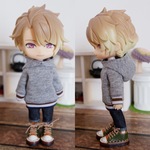 グレーパーカーとパンツのセット　（ねんどろいどどーるオビツ11ボディ共有サイズ）