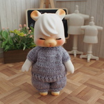 上下セット【薄紫＋水色】❤︎handmade❤︎小さな動物系ドールサイズ