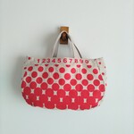 グラデーション　ドット　レッド　ぷっくり横長トートBAG　　
