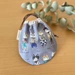 YUWAおしゃれ猫 グレー＊しずく型巾着＊手のひら巾着 おにぎり巾着 飴ちゃん巾着