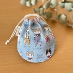 YUWAおしゃれ猫 サックス＊しずく型巾着＊手のひら巾着 おにぎり巾着 飴ちゃん巾着