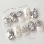 ネイルチップ　【pearl snow bouquet】