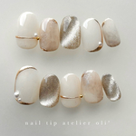  𝗻𝗼.𝟭 - white magnet -　ネイルチップ　ニュアンス　上品　結婚式　ウェディング　マグネット うるうる 冬 成人式 前撮り 入園式 入学式 卒業式