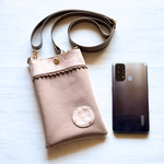 大人可愛い うさぎ柄 スマホポーチ ピンク 播州織 ショルダー オックス コットン 2way ポシェット