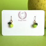イヤリングへ変更可　小粒な青りんごのピアス　グリーンアップル　Green Apple  黄緑　樹脂粘土アクセサリー　小ぶり　軽い　揺れる　普段使い　通勤　大人かわいい　シンプル　カジュアル　