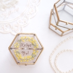 【特別価格】　ガラスケース　ミモザ　刺繍　リングピロー