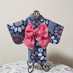 愛犬浴衣　お洒落女子✨ひまわりの絞り柄でウキウキだワン🐾　М　
