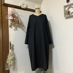 ウール　ブラック　後ぺプラムワンピース💕