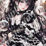 Gothic Lolita Heart— Black & White Art Illustration —