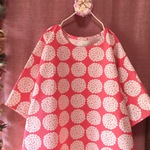 北欧風サークルフラワー ゆったり ワンピース pink