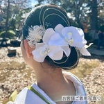 高品質アーティフィシャル胡蝶蘭×プリザーブドフラワーホワイト髪飾りセット//成人式　卒業式　結婚式　前撮り　髪飾り　和装　着物　振袖　袴　ウエディング　ヘアアクセ　水引　和装小物　白無垢　日本髪