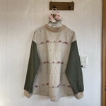 YUWA刺繍地×スワニーリネンの切り替えリブプルオーバーバイカラー