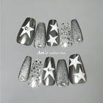 《 𝐍𝐨.𝟐𝟔 》𝐒𝐭𝐚𝐫⭐︎#𝟎𝟒 ネイルチップ｜スターネイル｜y2kネイル｜海外ネイル｜シルバーネイル