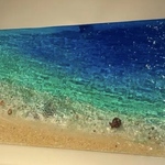 katsubatlove様専用出品アートパネル　夜光虫　エメラルドブルームーンビーチ 70cm×30cm